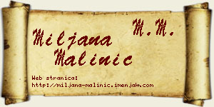 Miljana Malinić vizit kartica